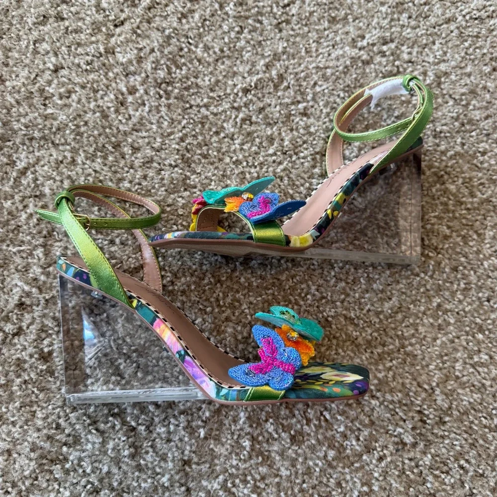 Betsey Johnson Apolo wedge sandals 8 y2k butterfly embellishment quirky colorful